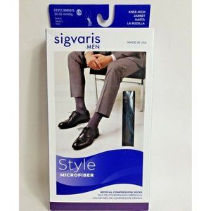 2 Boxes Sigvaris Men Microfiber Medical Compression LS Knee High 20-30 mmHg Bk